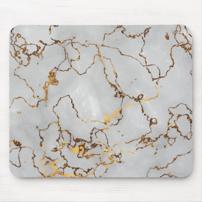 Mousepad Mínimo branco e Ouro mármore (Frente)