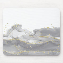 Mousepad Mínimo branco e Ouro mármore