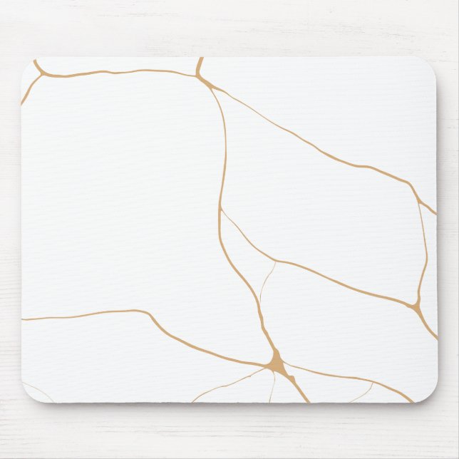Mousepad Mínimo branco e Ouro mármore (Frente)