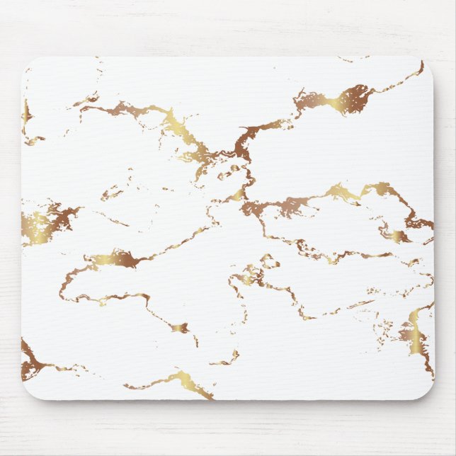 Mousepad Mínimo branco e Ouro mármore (Frente)