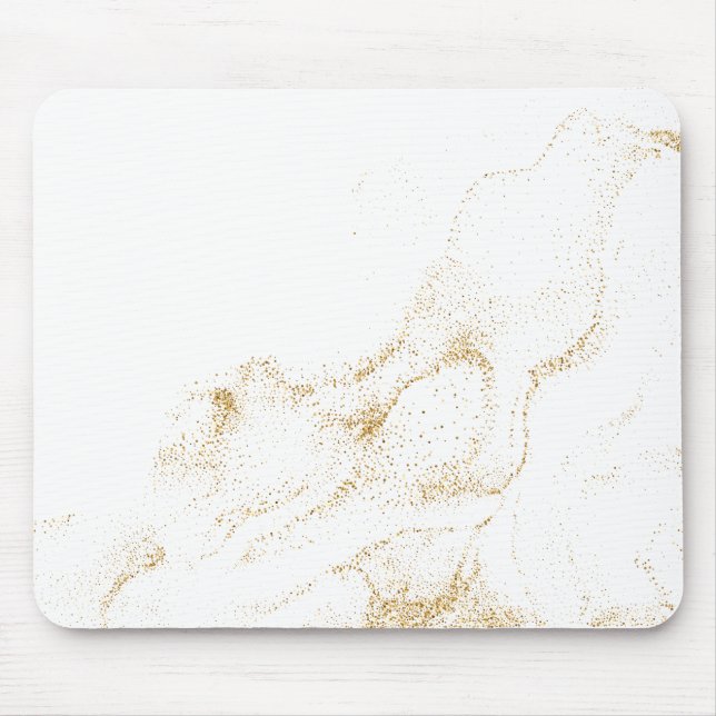 Mousepad Mínimo branco e Ouro mármore (Frente)