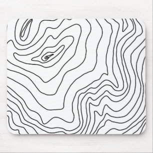 Mousepad Mínimo de arte em linha branca e preta Design mod