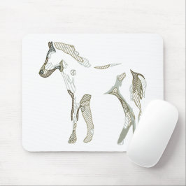 Mousepad Mínimo e moderno Cavalo Branco Traçado Elegante
