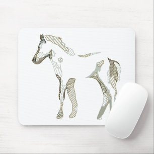 Mousepad Mínimo e moderno Cavalo Branco Traçado Elegante