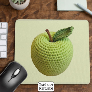 Mousepad Mínimo Retroativo Mínimo de Maçã Verde de Crochet 