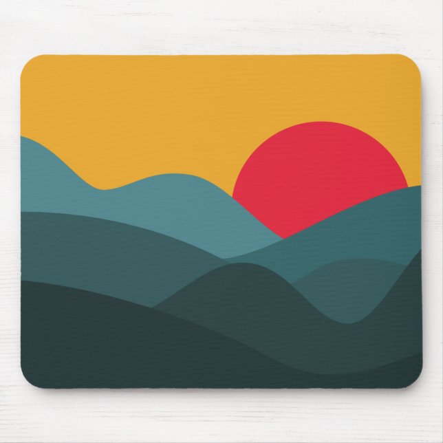 Mousepad Mínimo Sol Peacock Azul e Laranja (Frente)