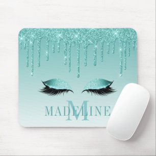 Mousepad Minograma de Lashes Teais Moderno Motivável Lashes
