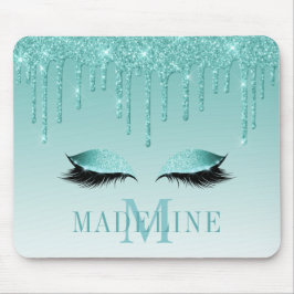Mousepad Minograma de Lashes Teais Moderno Motivável Lashes