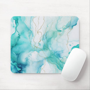 Mousepad Mint Aqua Ink Marble