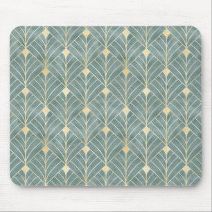 Mousepad Mint Green,ouro,Art Deco, padrão,vintage,retro,Me