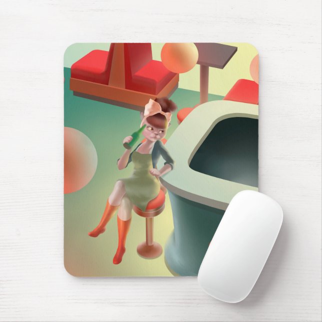 Mousepad Miss Meow - Bar Noturno (Com mouse)