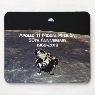 Mousepad Missão histórica da Apollo 11 Lua 50º Aniversário