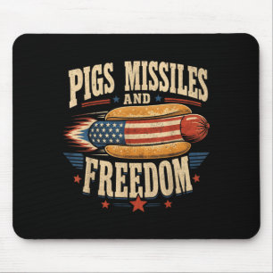 Mousepad Mísseis de porco e liberdade 4 de julho patriótico
