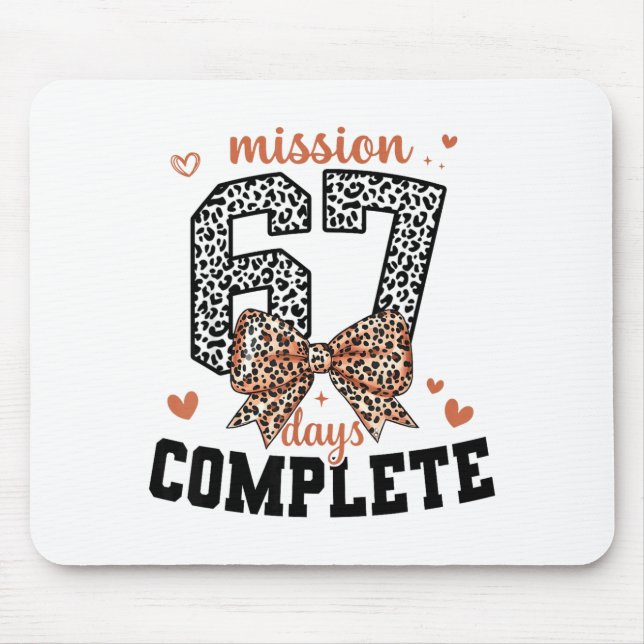 Mousepad Mission 67 Days Complete Back To School Bow Leopar (Frente)