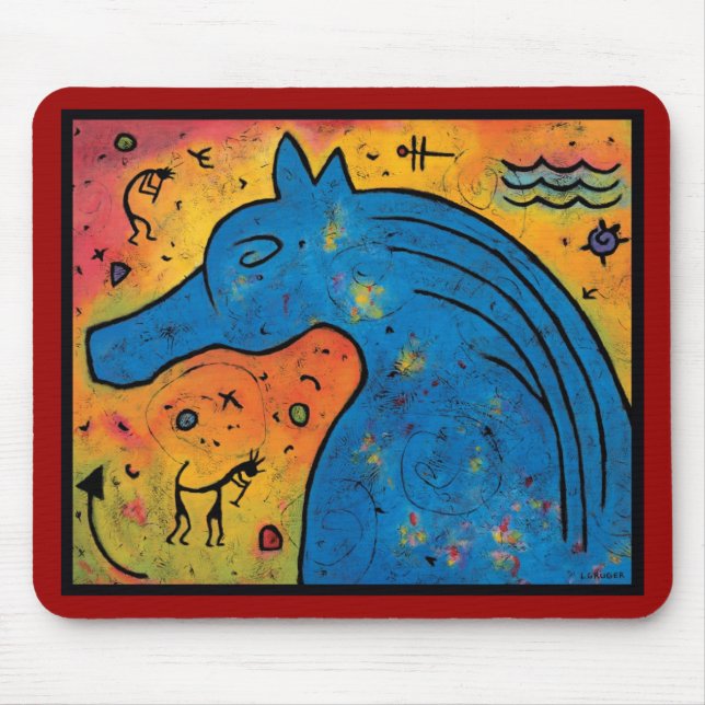 Mousepad Mistério do tapete do rato azul do cavalo - 9,25" (Frente)