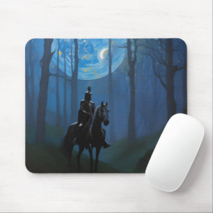Mousepad Misterioso Cavaleiro Negro na Floresta Lua