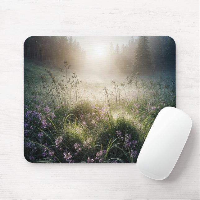 Mousepad Misty Morning Meadow Com Flores Selvagens (Com mouse)