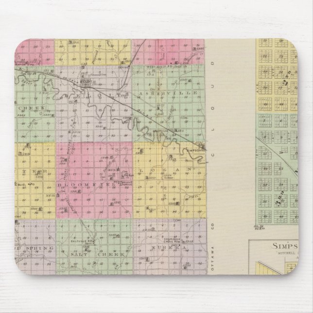 Mousepad Mitchell County, Cawker City, Simpson, Kansas (Frente)