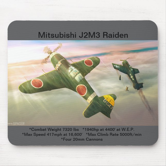 Mousepad Mitsubishi J2M3 Pousepad do avião Raiden (Frente)