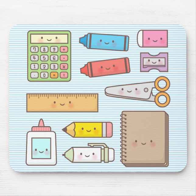 Mousepad Miúdos de Kawaii de volta às fontes de escola (Frente)