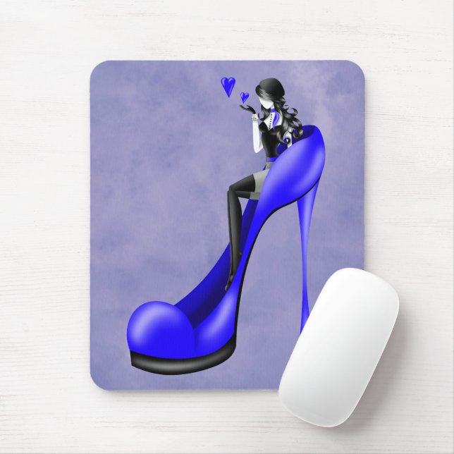 Mousepad Moça Moda em Stiletto Blue Mouse Mat (Com mouse)