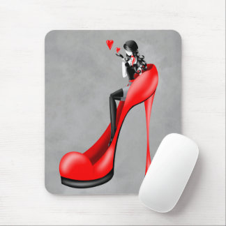 Mousepad Moça Moda em Stiletto Red Mouse Mat