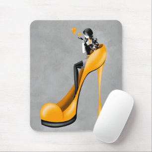Mousepad Moça Moda no rato amarelo Stiletto
