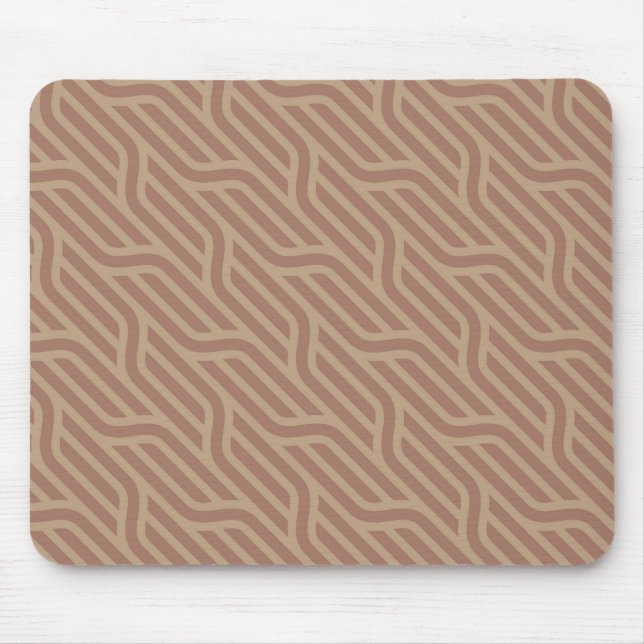 Mousepad Mocha Mousse Brown Buffed Beige Wavy Line Patterno (Frente)