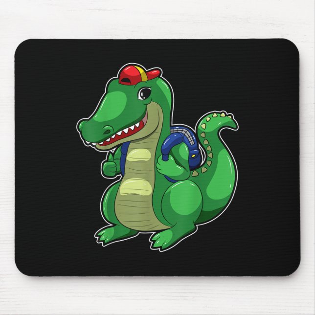 Mousepad Mochila de Crocodilo Engraçado Crocodilo Fofo de V (Frente)