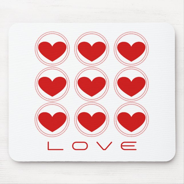 Mousepad Mod Hearts Love Mousepad, Red (Frente)