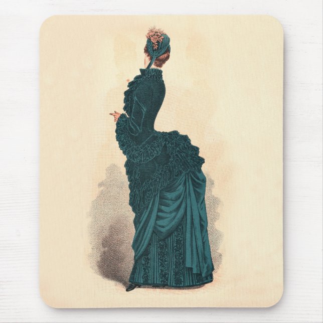 Mousepad Moda de Vestido Victoriano Azul Elegante (Frente)