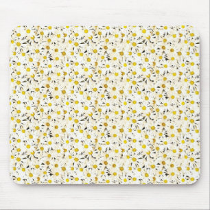 Mousepad Modelo Branco Amarelo Elegante dos Daisies