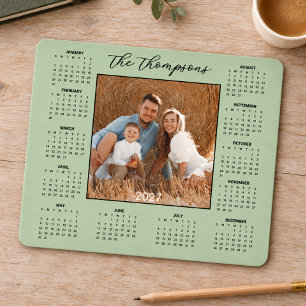 Mousepad Modelo de calendário personalizado 2027 com foto