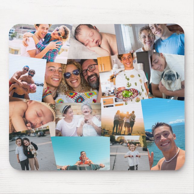 Mousepad Modelo de colagem de 14 fotos sobrepostas aleatori (Frente)