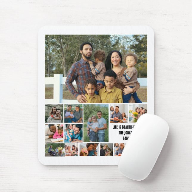 Mousepad Modelo de Colagem de Fotos da Família Moderna Pers (Com mouse)