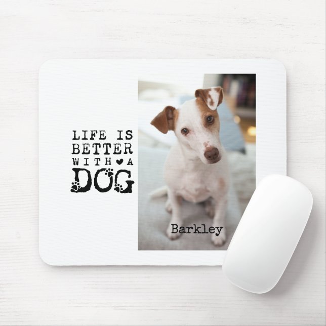 Mousepad Modelo de foto com citação para cachorro moderno (Com mouse)