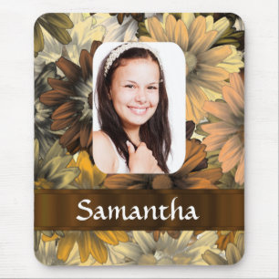 Mousepad Modelo de foto floral castanho