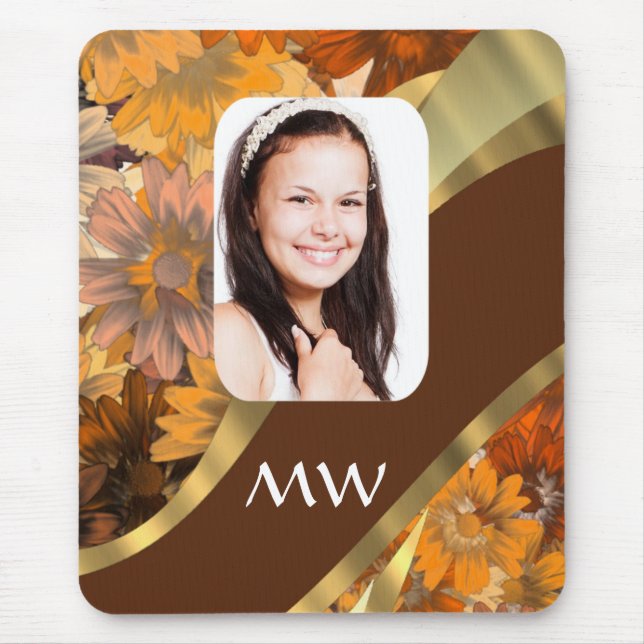 Mousepad Modelo de foto floral castanho (Frente)