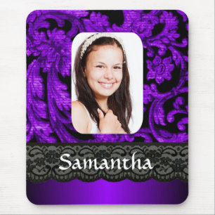 Mousepad Modelo de foto personalizado do local roxo e preto