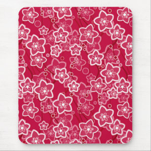 Mousepad modelo de moda rústica floral vermelha