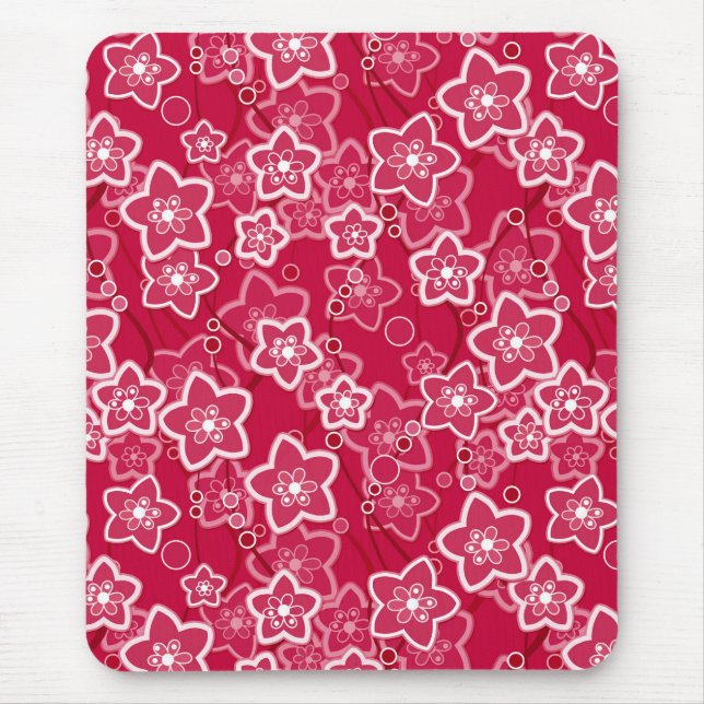 Mousepad modelo de moda rústica floral vermelha (Frente)