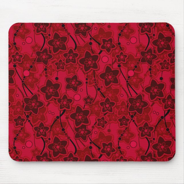 Mousepad modelo de moda rústica floral vermelho castanho (Frente)