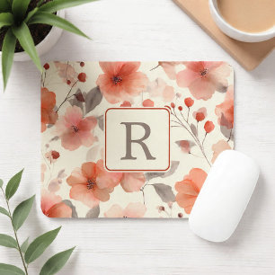 Mousepad Modelo de Monograma de Flor Bonita Personalizado