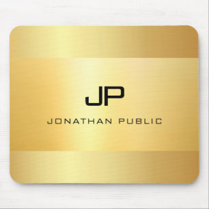 Mousepad Modelo de Monograma Elegante Preto Moderno Preto e