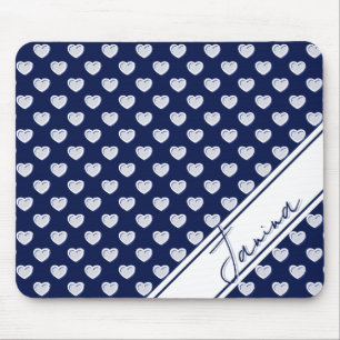 Mousepad Modelo de Nome Personalizado Padrão Elegante Azul