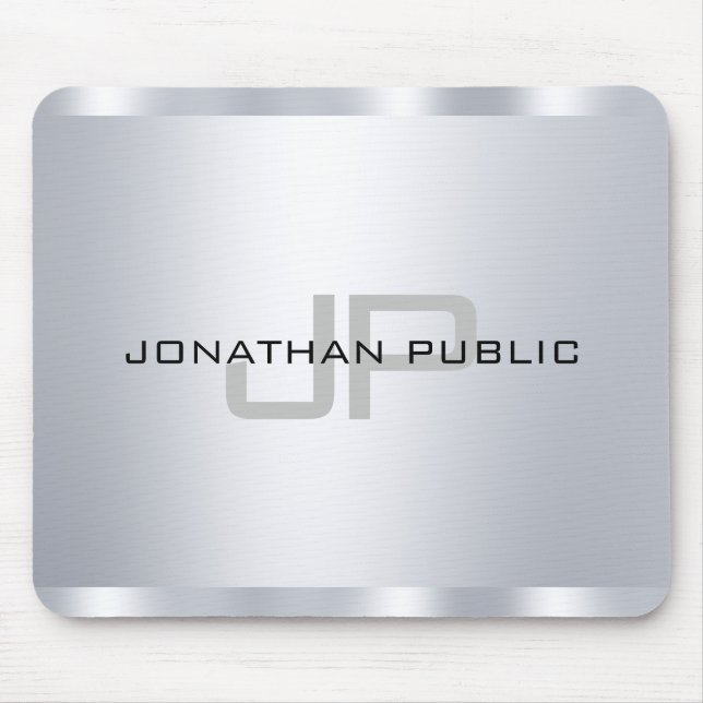 Mousepad Modelo de Olhos Metálicos Monogramas de Faux Silve (Frente)