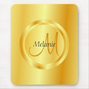 Mousepad Modelo Elegante Dourado Aspecto Moderno Monograma
