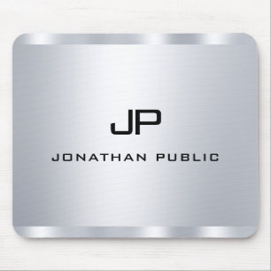 Mousepad Modelo Metálico de Prata Monograma