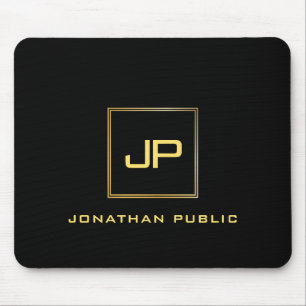 Mousepad Modelo preto Dourado personalizado moderno