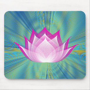 Mousepad Modelo verde-rosa-rosa-fogo Lotus preta